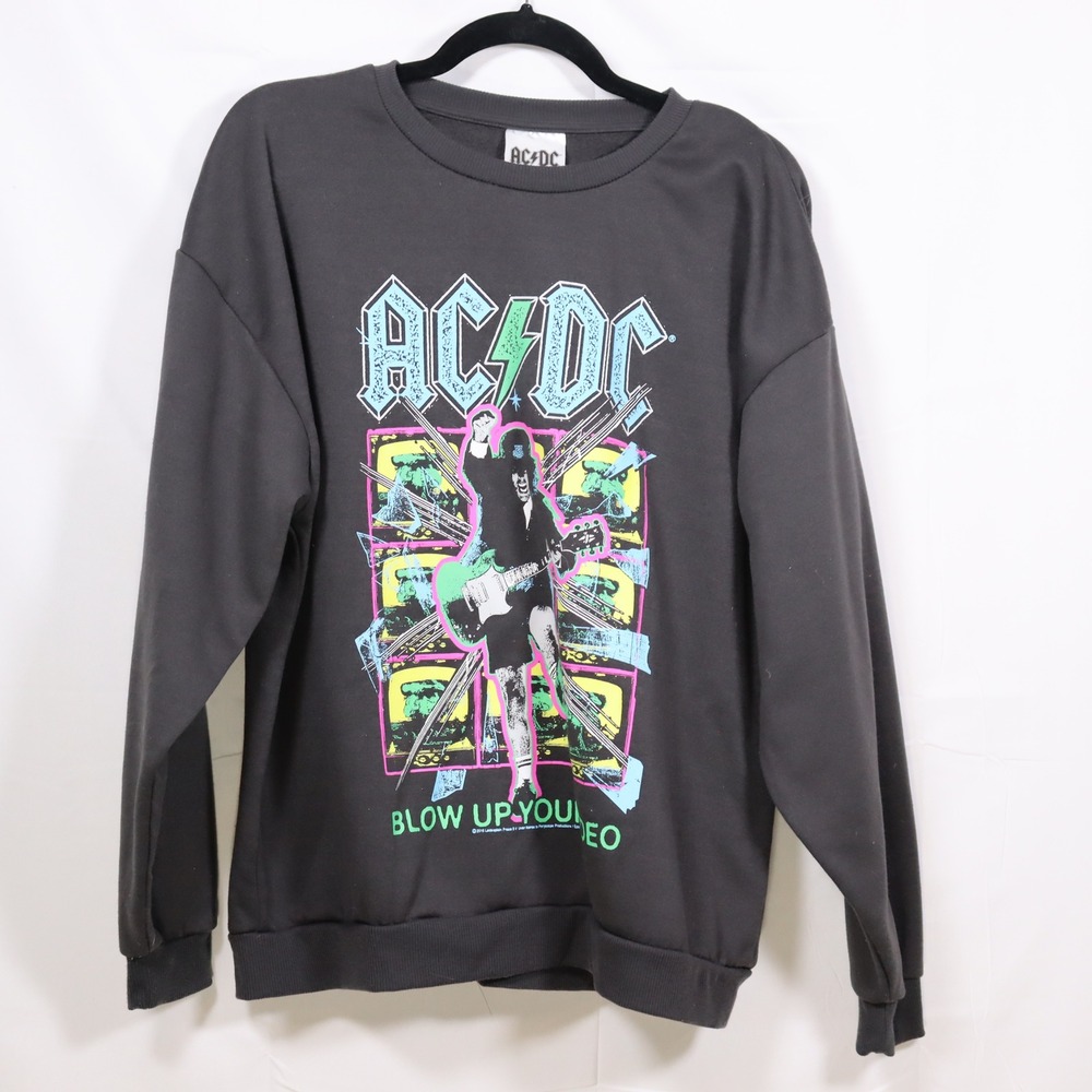 AC/DC Sweatshirt Large Black Mens Rocker Blow Up Your Video